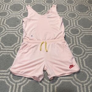 Nike Sportswear Romper Women’s Size XL Terry Sleeveless Shorts Pink Gym